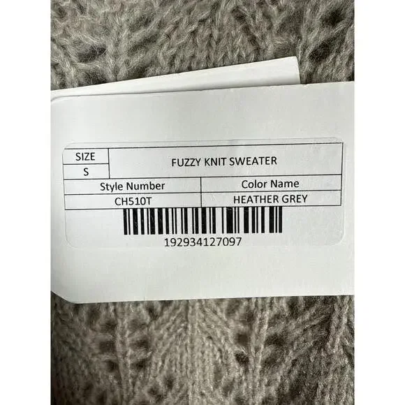 NWT English Factory Fuzzy Knit Sweater Heather Gray Size Small - Picture 6 of 6